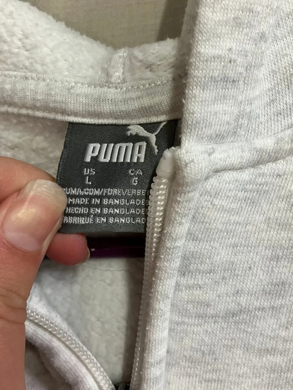 PUMA Sweatshirt Hoodie Kids Girls Large Gray Fleece Zip Up Lined Long Sleeves